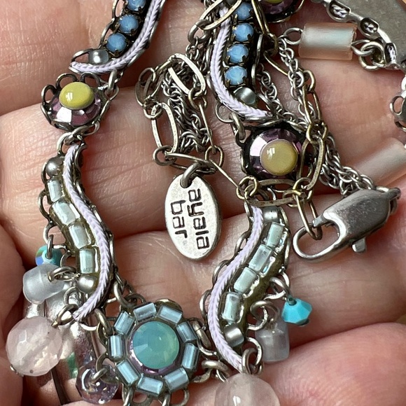 AYALA BAR ADJUSTABLE NECKLACE W/LONG EXTENDER BLUE LILAC PURPLE GREEN RHINESTONE - Picture 10 of 16